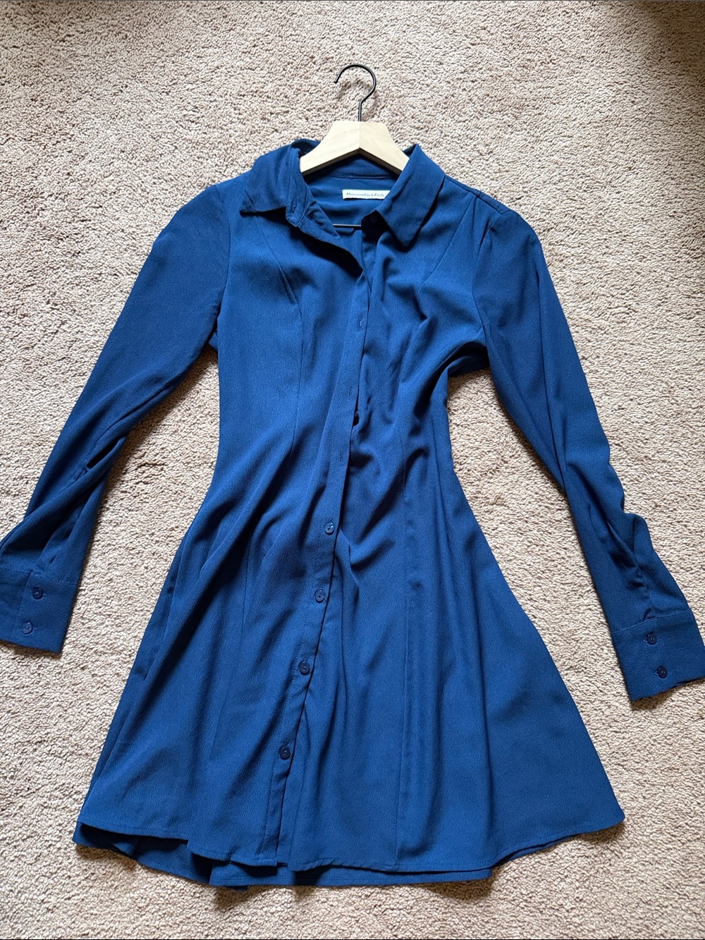 Abercrombie & Fitch Navy Blue Long-Sleeve Shirt Dress